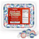 NOWDIET front view tub showing clear packaging and swirl candies for easy gifting