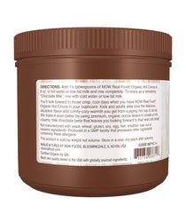 NOW Foods prepared cup steaming mug showing creamy chocolate comfort