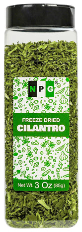 NPG freeze-dried cilantro front packaging showing brand and shelf-ready convenience