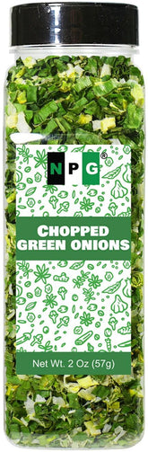 NPG front packaging showing freeze-dried green onions and pantry convenience