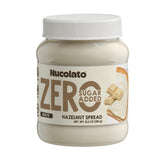 NUCOLATO front jar showing white chocolate spread, clear branding and benefit