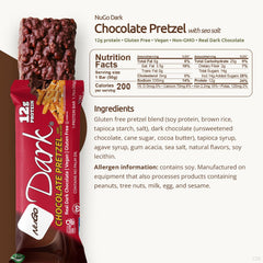 NuGo Dark single unwrapped bar exposing dark chocolate coating and portability benefit