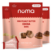 Numa front packaging showing three bags and product benefit portability