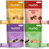 Numa front packaging showing variety pack and clear branding, convenient grab-and-go