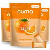 Numa front packaging showing orange cream flavor and health benefits