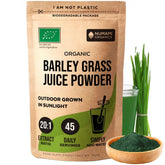 Numami front packaging showing organic barley grass powder benefits