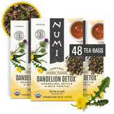 Numi front packaging showing organic-certified tea and 48 bags for convenience