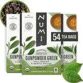 Numi front packaging showing 54 tea bags and organic labels for trusted sourcing