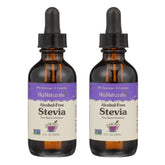 NuNaturals front packaging glass bottles showing clear stevia, preserves original taste