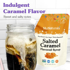 Salted caramel drizzle from NuNaturals over ice cream adding decadent taste