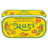 Nuri front packaging showing four 4.4 oz sardine cans and brand name, good for gifting