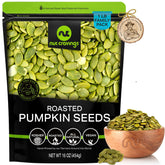 Nut Cravings front package view showing 16oz pepitas and resealable bag benefit