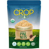 Nut Cravings front packaging showing 16oz organic pine nuts and clear labeling benefit: pantry-ready