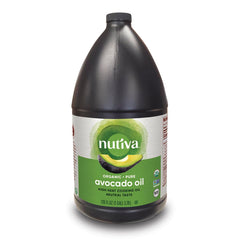 Nutiva avocado oil front gallon bottle showing label and organic badge for reliable supply