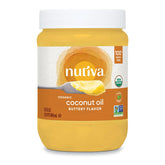 Nutiva jar front view showing label and organic badge for pantry benefit