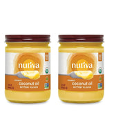 Nutiva front packaging showing butter-flavored coconut oil and benefits