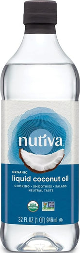 Nutiva front bottle view showing label and size, clear product information