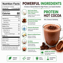 Nutmeg State Nutrition prepared cup of hot cocoa steaming, comforting high-protein benefit