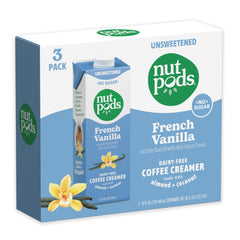 nutpods bottle label close-up showing French Vanilla ingredients and nutritional clarity