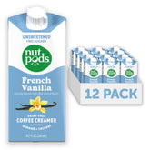 nutpods front packaging shows French Vanilla label and shelf-stable convenience
