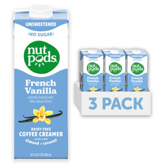 nutpods front packaging showing 32oz bottle and brand name, highlights pantry storage