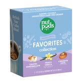 nutpods front packaging Favorites Collection showing three flavor labels and benefit convenience