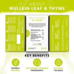 NutraTea teabag close-up revealing leaf texture and reusable design benefit