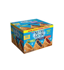 Nutri Grain front box view showing variety pack and easy grab-and-go convenience