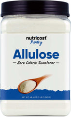 Nutricost allulose front packaging showing container and label, clear product identity and size