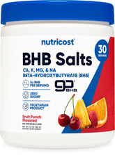 Nutricost tub front view showing Fruit Punch label and 30 servings benefit