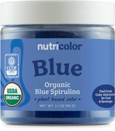 Nutricost front packaging showing blue spirulina powder and clear labeling benefits