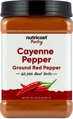Nutricost front packaging showing two‑pound cayenne for pantry savings