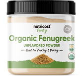 Nutricost fenugreek front packaging showing label and organic seal for quality