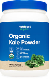 Nutricost front packaging showing organic kale powder and clean label benefits