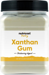Nutricost xanthan gum front packaging showing one‑pound pouch and clear branding for pantry use