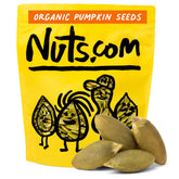 Nuts.com front packaging of 2 lb organic pumpkin seeds showing brand and convenience