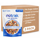 NuTrail front packaging showing blueberry cinnamon flavor and keto benefit