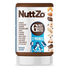 nuttzo jar front view showing label and 16 oz size, convenient pantry treat