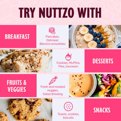 Spoon scooping NuttZo crunchy spread showing coarse pieces and creamy bind for flavor