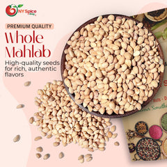 Close-up of whole mahlab seeds highlighting NY Spice Shop aroma and natural texture