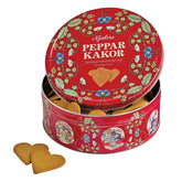 Nyakers red tin front view showing festive packaging and easy gifting