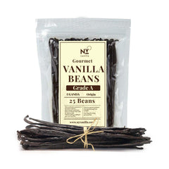 Akshit NYVanilla front packaging showing 25 Grade A++ vanilla beans and freshness benefit