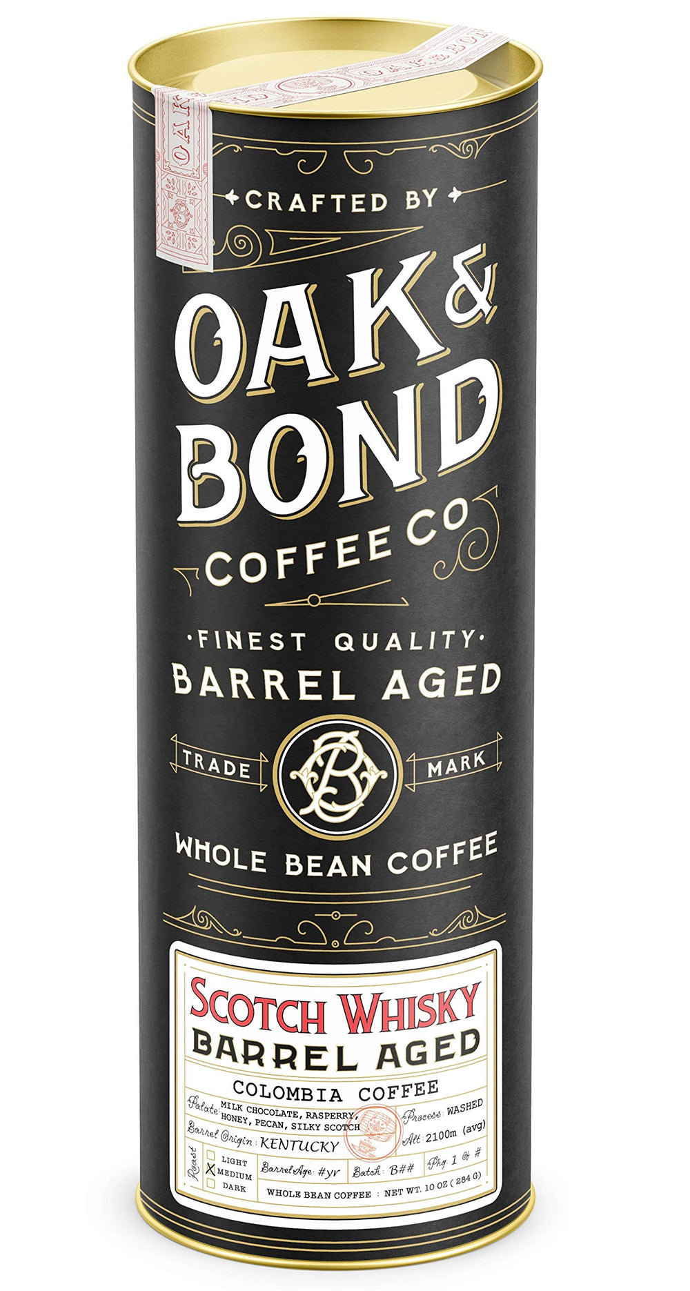 Oak & Bond front canister showing premium sealed packaging and freshness