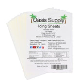 Oasis Supply front packaging showing 12 frosting sheets and resealable bag for freshness