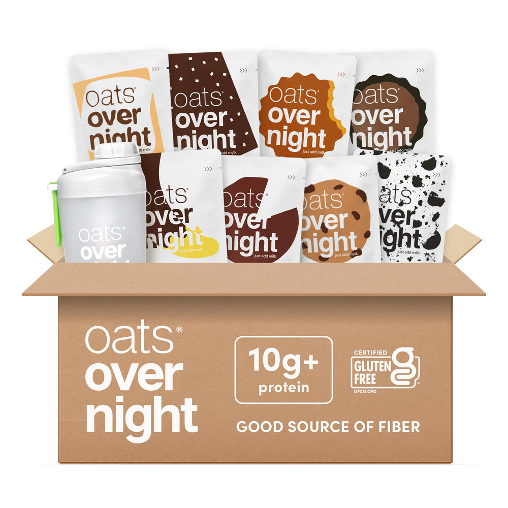 Oats Overnight front packaging showing chocolate variety and grab-and-go benefit