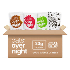 Oats Overnight front packaging showing variety pack and easy grab-and-go benefit