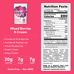 Oats Overnight open pouch showing oats and real berry pieces for texture