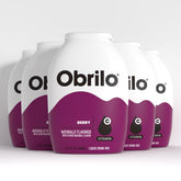 Obrilo front packaging five-pack showing compact berry bottles and convenience