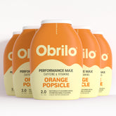 Obrilo bottle front packaging showing orange popsicle flavor and benefits