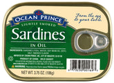 Ocean Prince front packaging showing 12-can case and label, convenient pantry supply